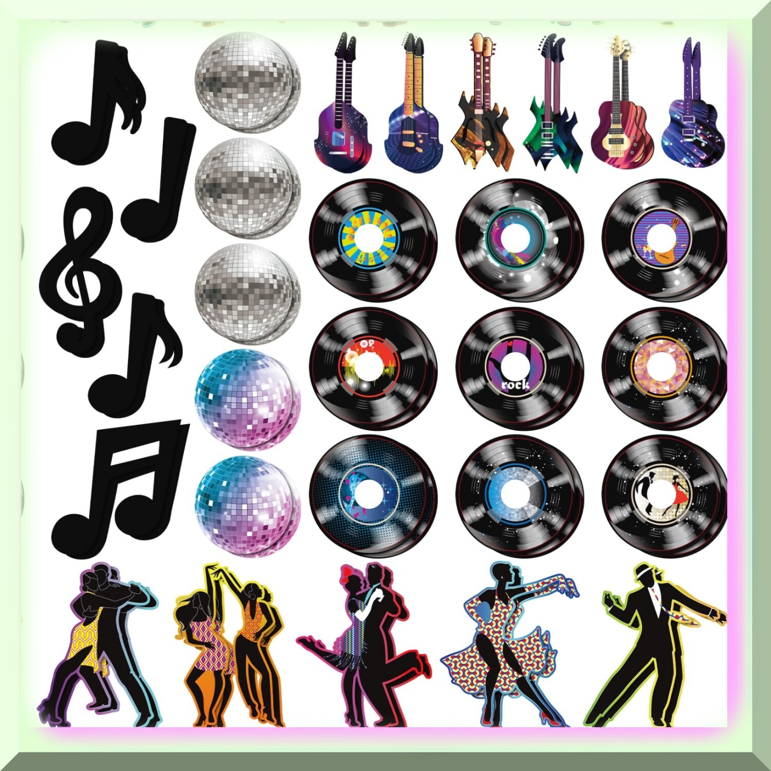 Music Notes and Disco Ball Party Decorations Set