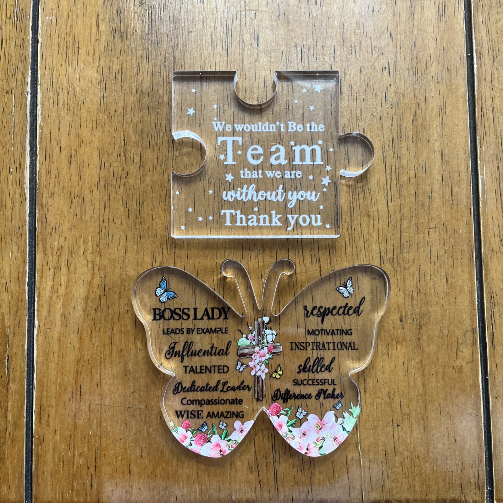 Boss Lady Thank You Butterfly Acrylic & Team Thank You Puzzle Piece gift Set