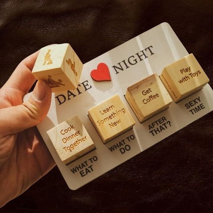 Wooden Date Night Dice Game for Couples Fun, Romantic Decision Dice Gift Lovers