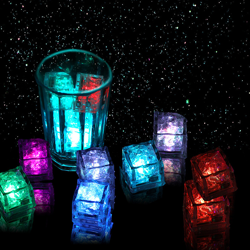 20Pcs Multi Color Flash LED Ice Cube Water-Activated Flashing Blinking Glowing