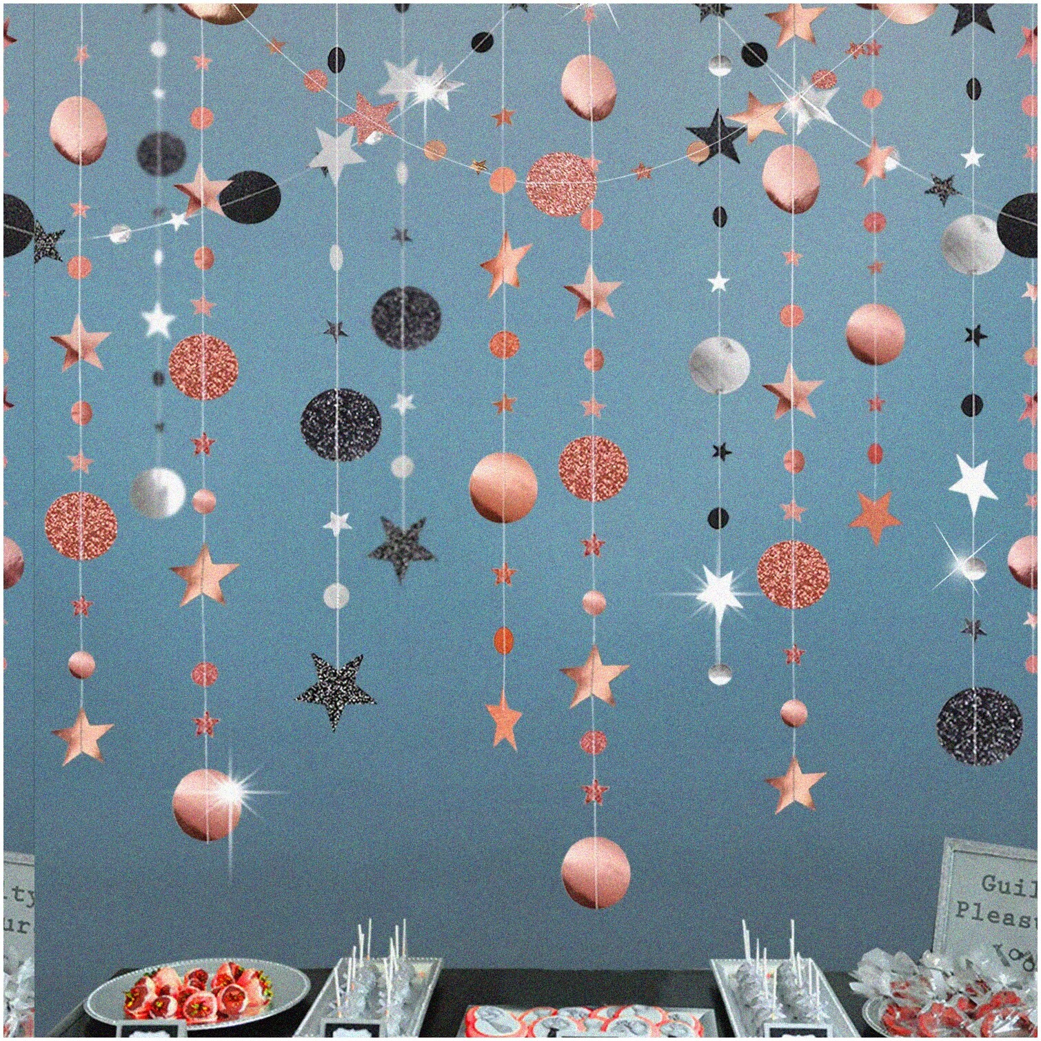 Night Sky Celebration Garlands 52ft with Star and Circle Cutouts