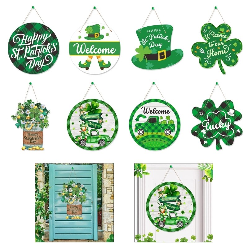 Shamrock Party Sign Welcome Door Sign for Patrick s Day Home and Shop Decors