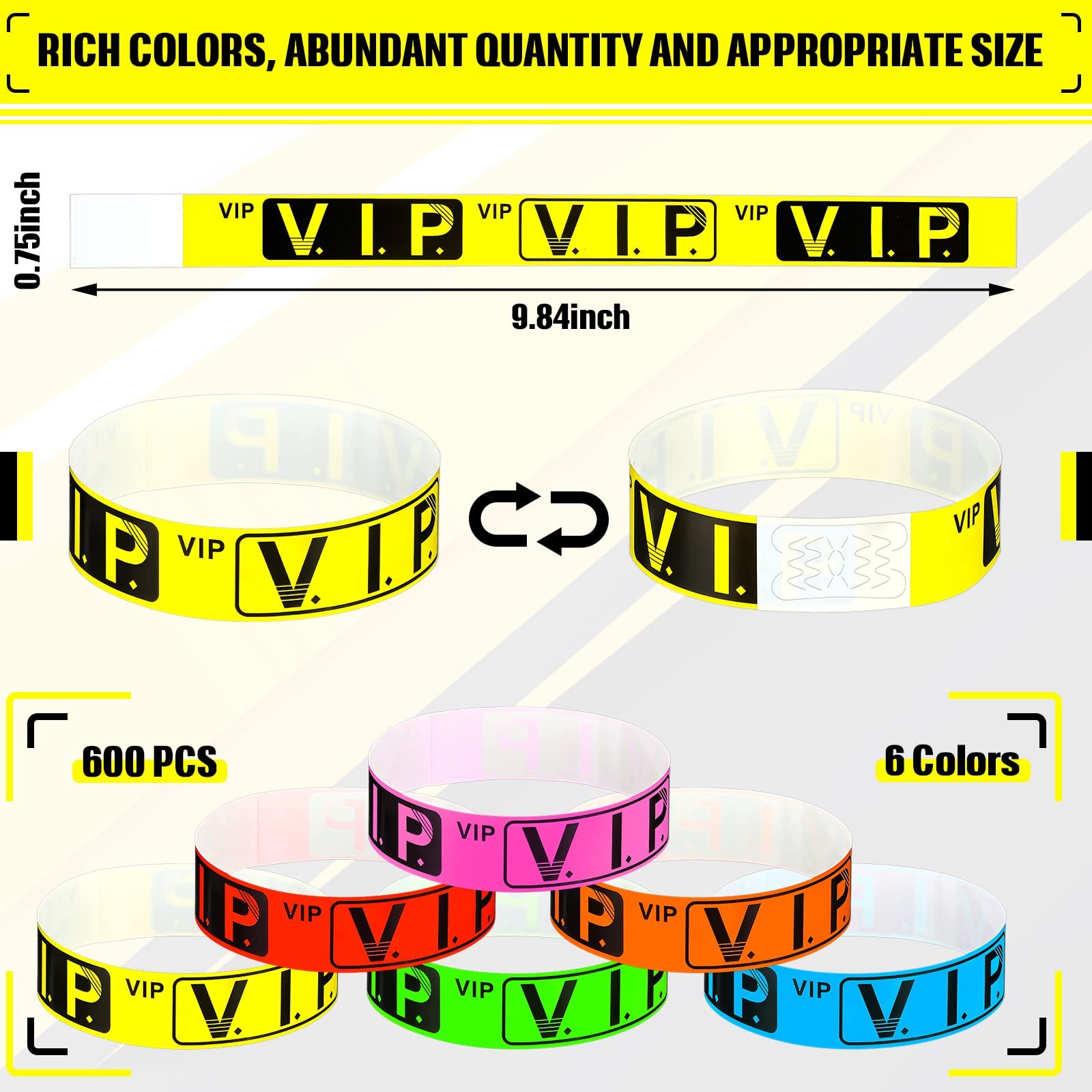 600 Pcs VIP Wristbands for Events Waterproof Paper Wristbands VIP Bracelets B…