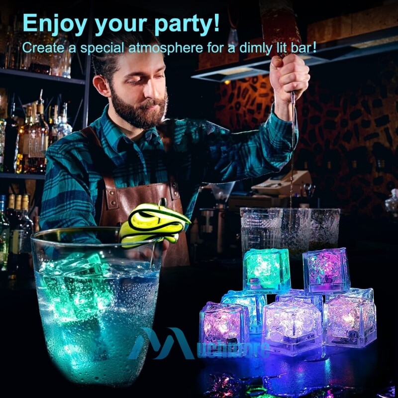 12~60Pcs Light up Ice Cubes for Drinks – Multi Color Fast Flashing Led Ice Cubes