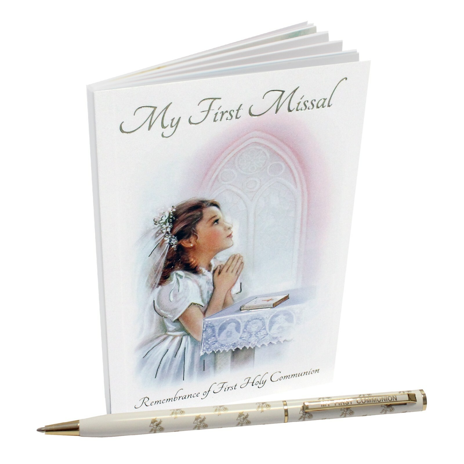First Holy Communion Gift Set Girl Missal Book, Pen C5169