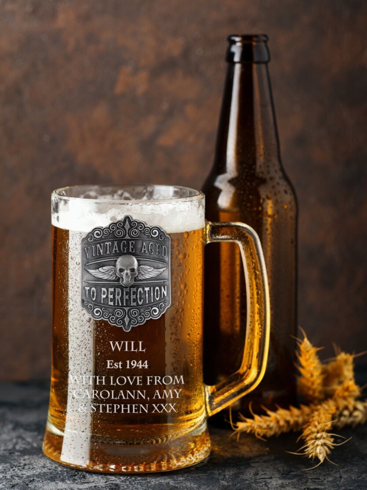 80th Birthday Men’s Personalised Pint Glass Tankard For Dad Grandad Eightieth 80
