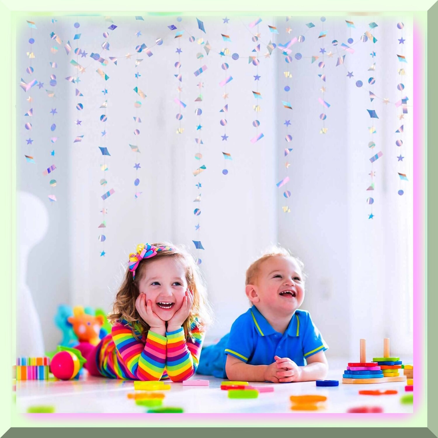 Iridescent Confetti Garland and Backdrop Set