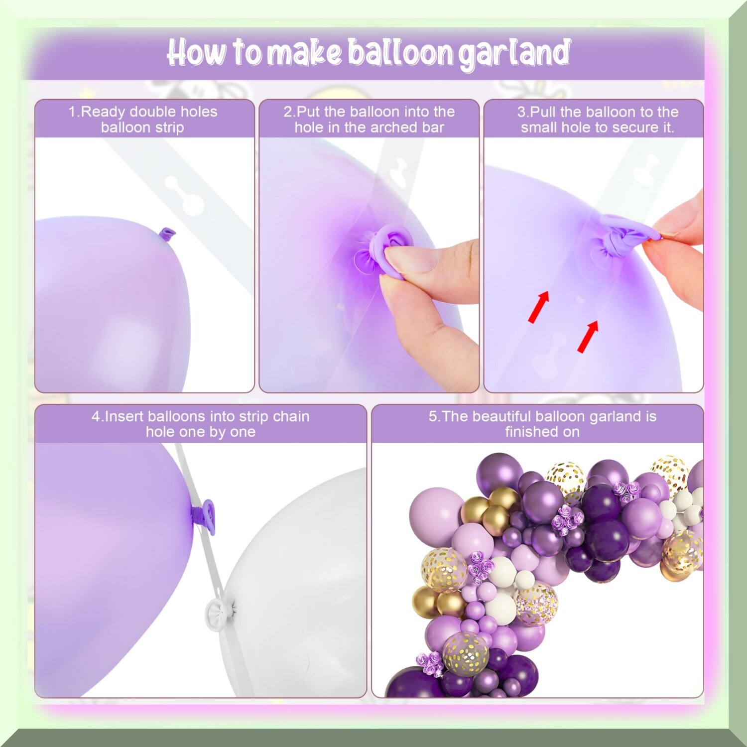 Pastel Dreams Balloon Garland Kit with Purple and Gold Balloons