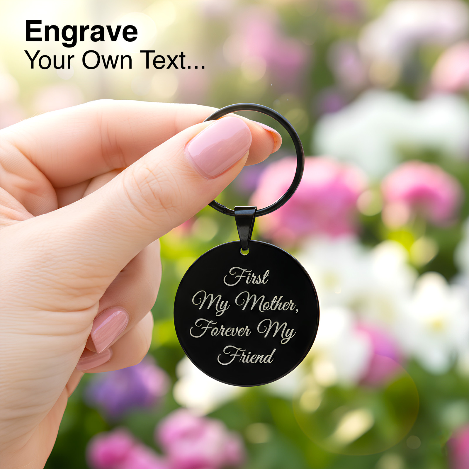 Personalised Engraved Keyring, Custom Photo Keychain Gift For Mum, Dad, Him, Her