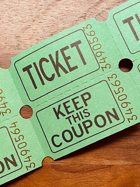 Vintage raffle tickets for crafts and junk journals (25 double tickets)