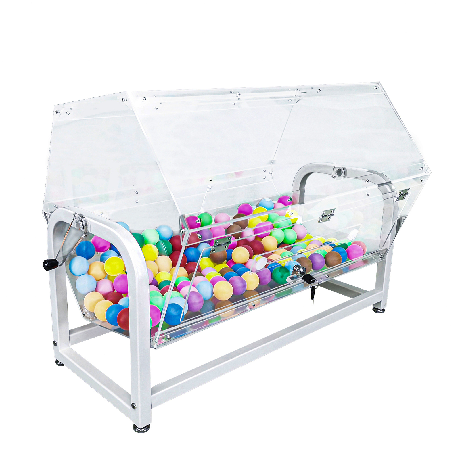 30x18x20″ large Clear Acrylic Raffle Drum Metal Stand, Lucky Draw Ticket Box