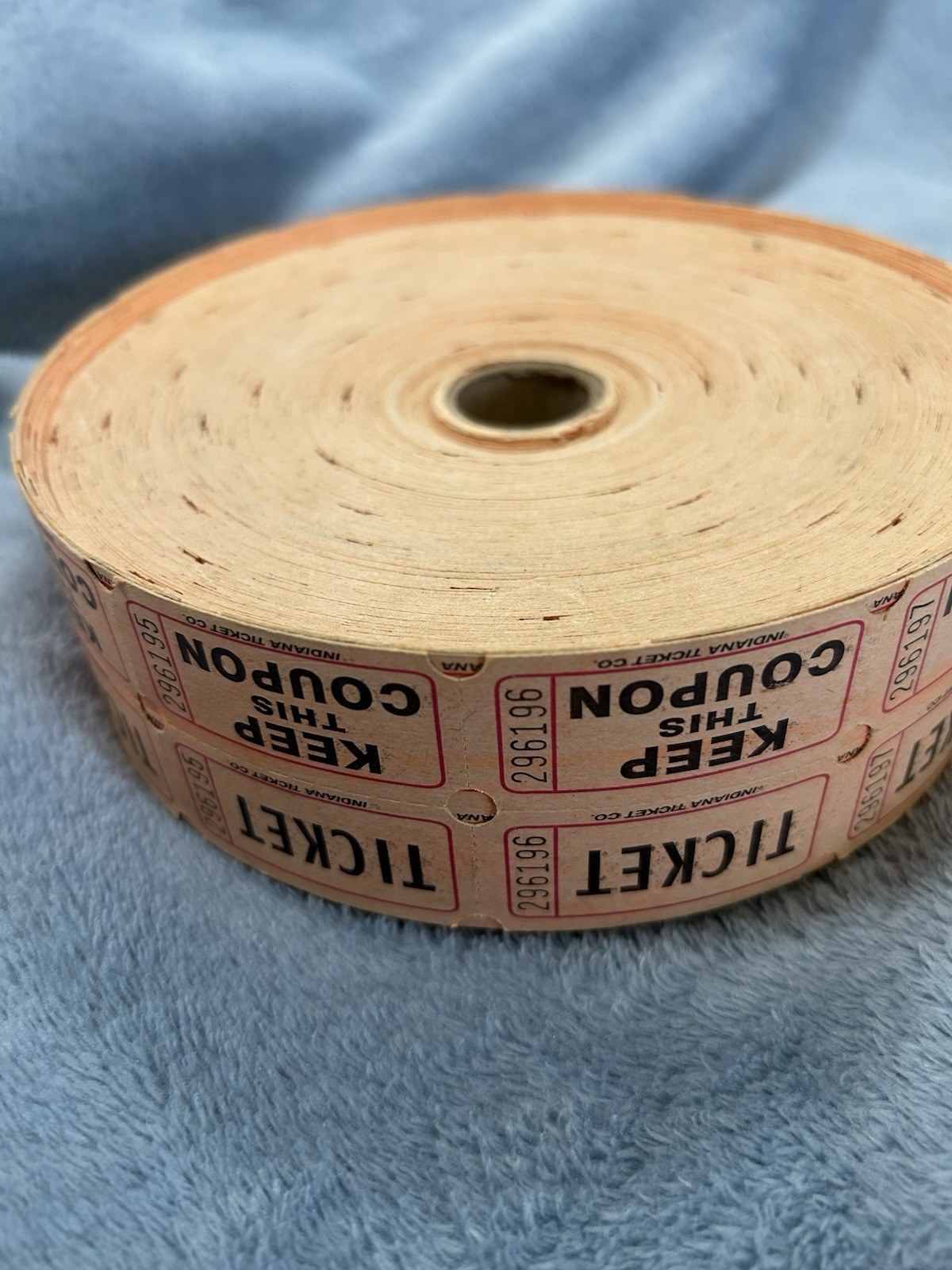 Large Roll of Orange Double Stub Raffle Tickets Split the Pot 50/50.