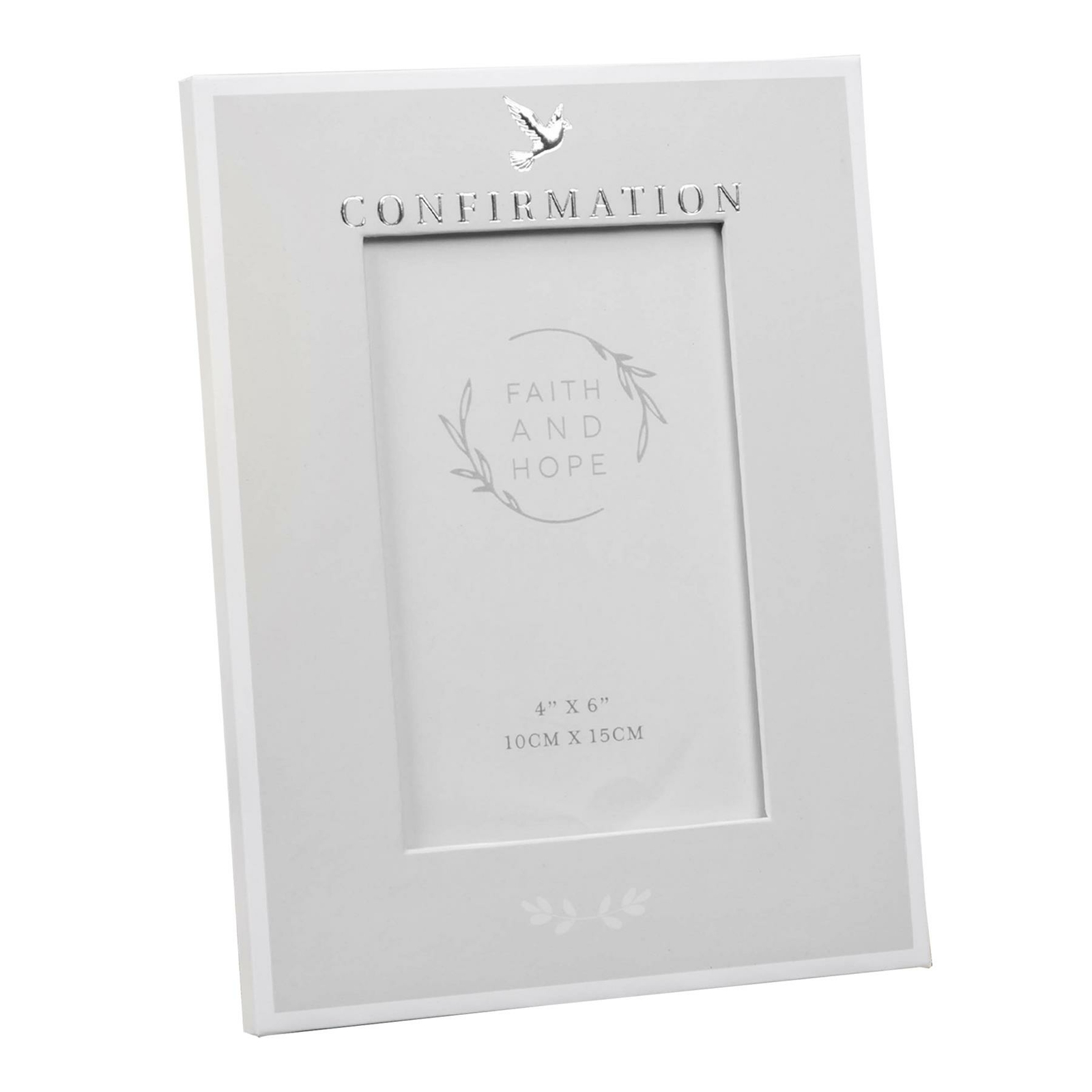 Confirmation 4 x 6 Photo Frame – Grey / White