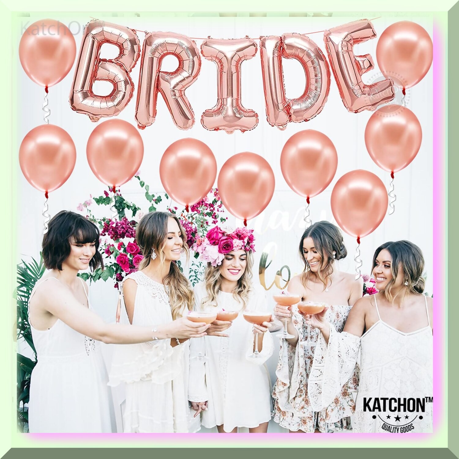 Rose Gold Bride Balloon Set with Latex Balloons