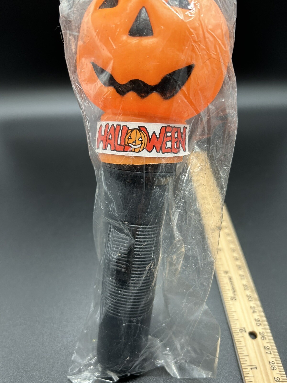 Vintage Happy Halloween 9″ Jack O Lantern Lite-Up Stick Trick or Treating Light!