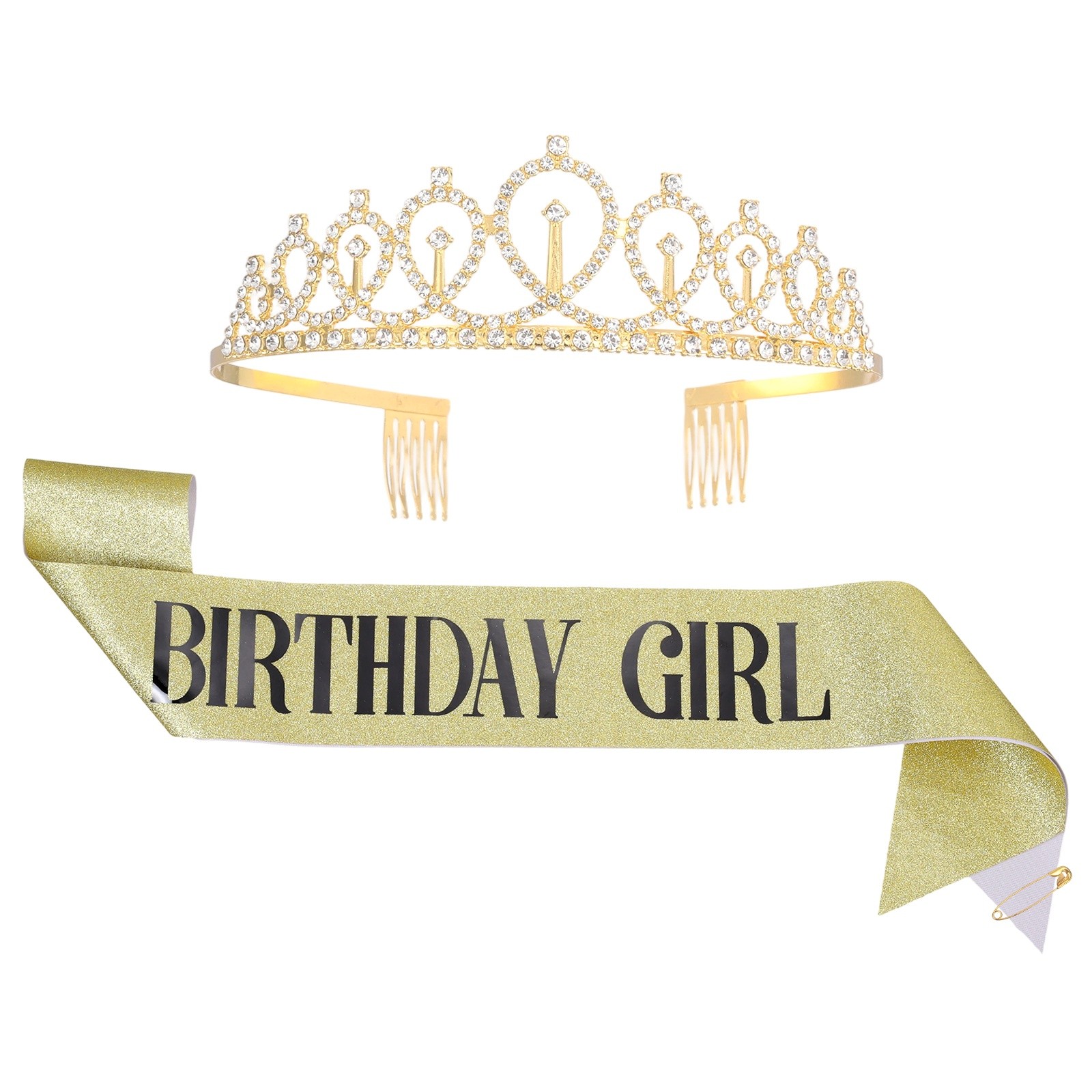 1-Set Birthday Sash, Sequined Fabric Birthday Gifts [Gold]