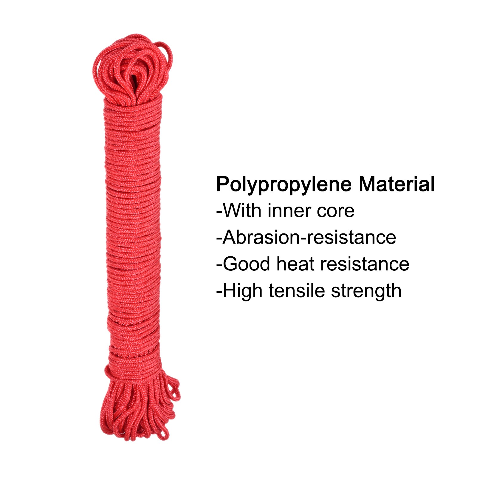 42M/138ft 2mm Braided Polypropylene Rope for Red Diameter