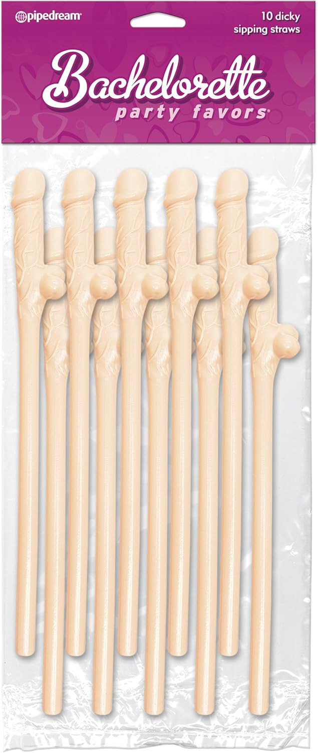 10 Pack Dicky Sipping Straws – Bachelorette Party Funny Gag Gift Favors