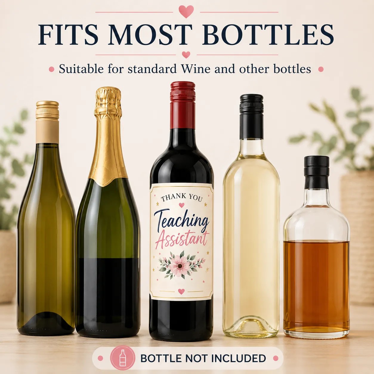 Personalised Teaching Assistant Thank You Bottle Label Sticker Custom Gift