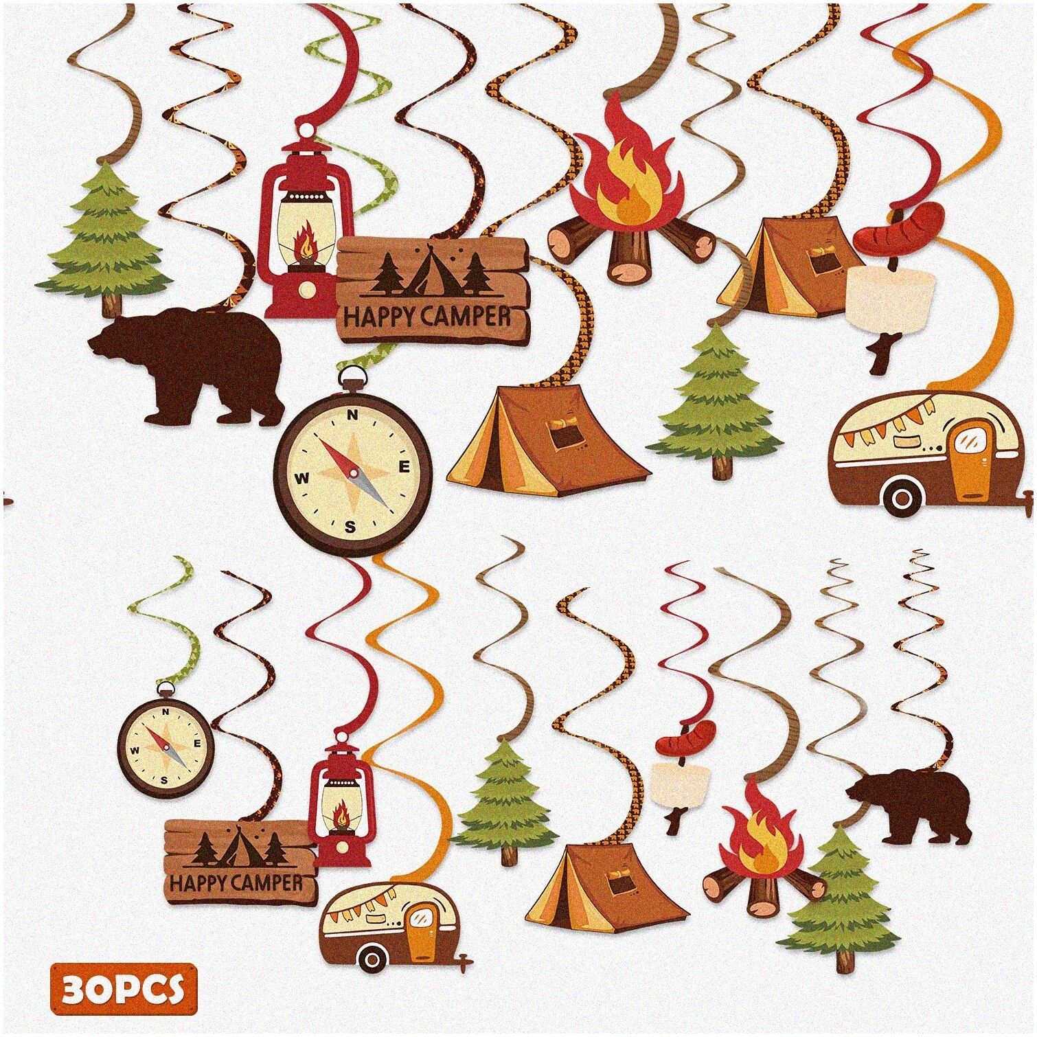 Kids Camping Birthday Decor with Tent Cutouts