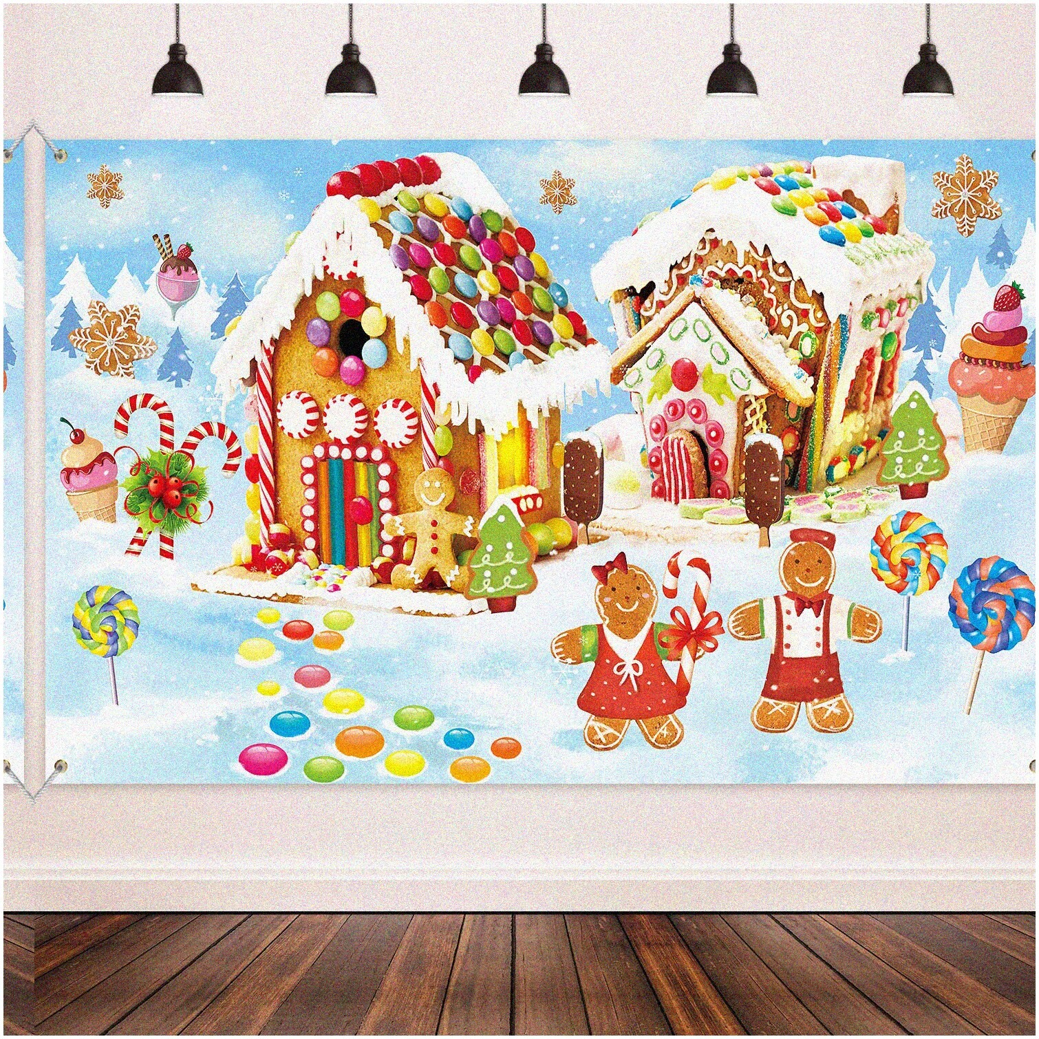 Gingerbread Winter Wonderland Fabric Backdrop