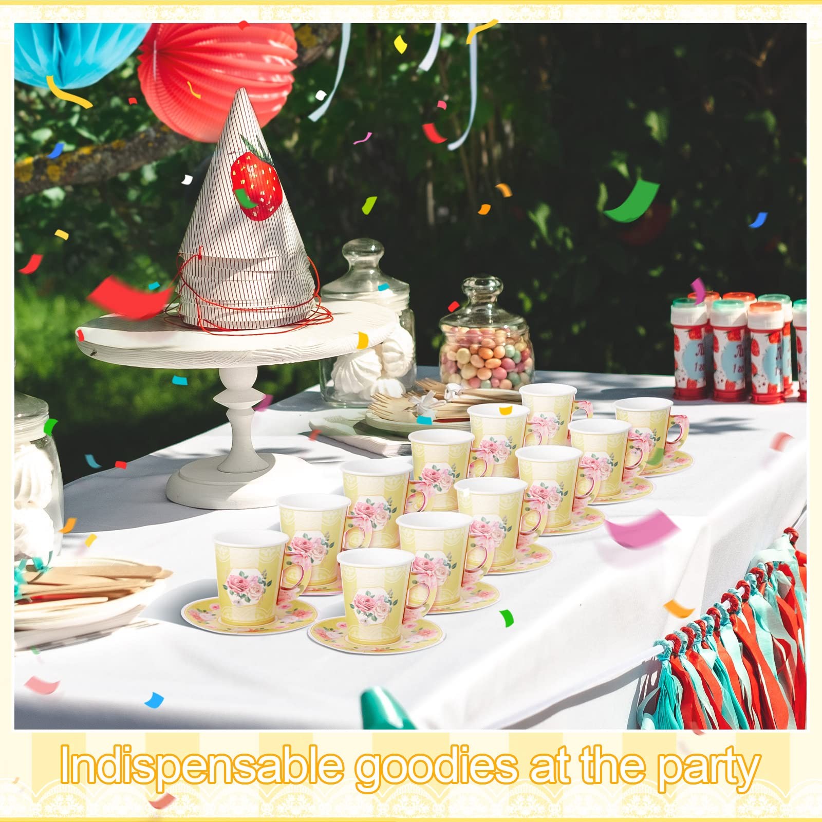 Zopeal 100 Pcs Disposable Tea Party as shown in pictures, Light Yellow