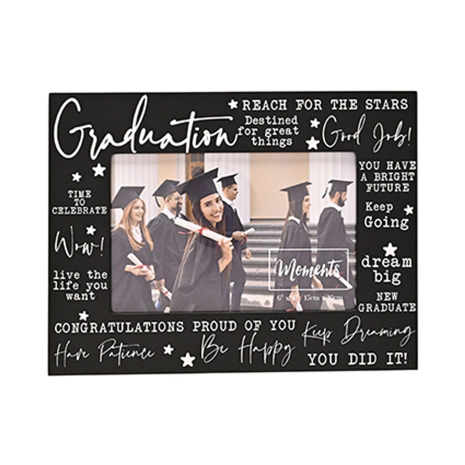 Black Graduation Photo Frame 6′ x 4′ with White wording