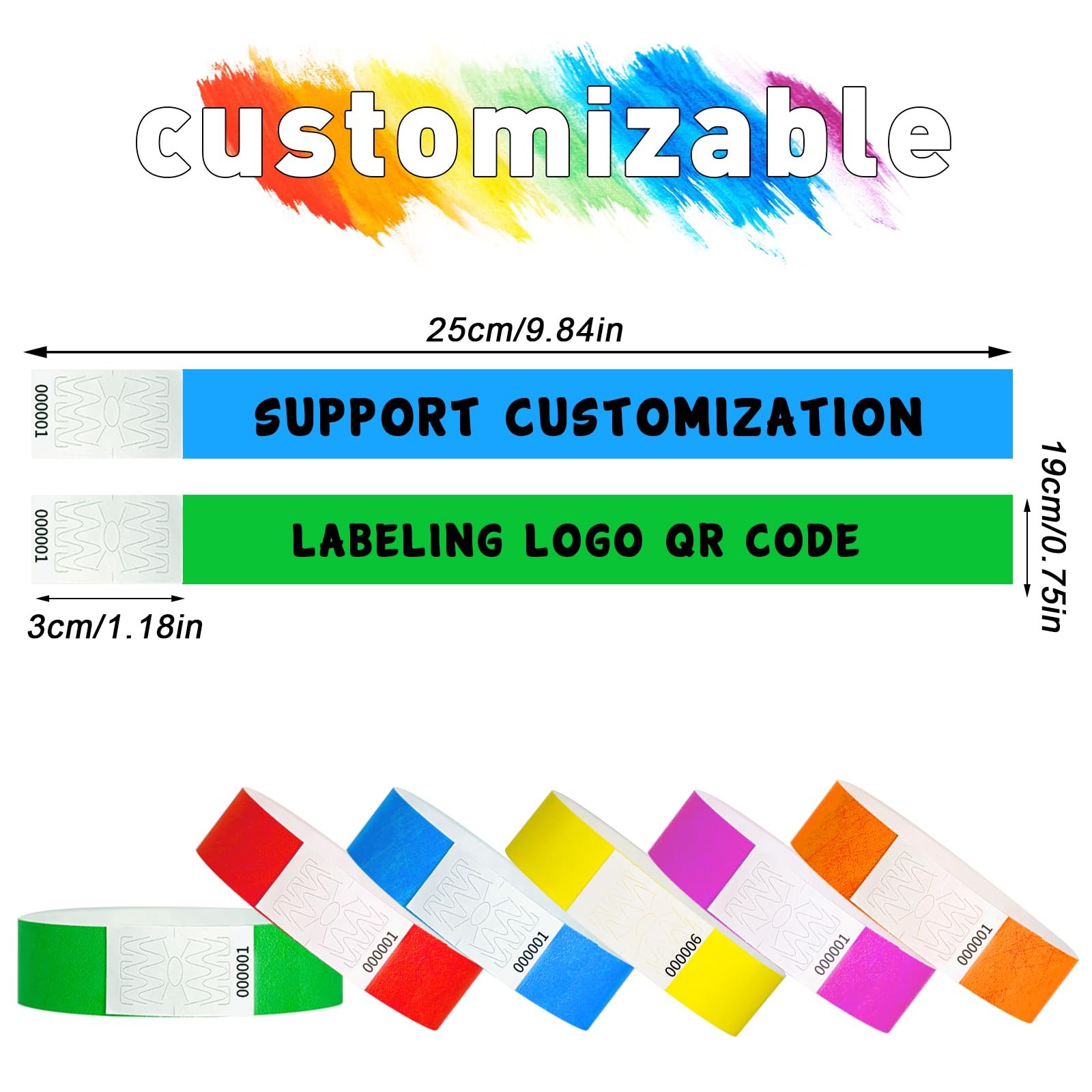 Blue Wristbands for Events – 500 Count – Tear Resistant Paper Bracelets Comfo…
