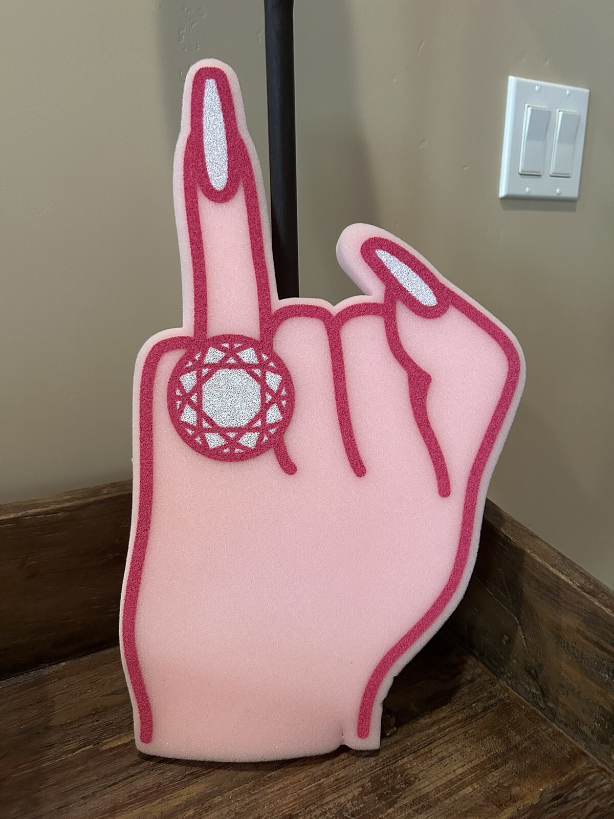 XO, FETTI BACHELORETTE PARTY XL GIFT DECORATION ENGAGED PINK FOAM RING FINGER