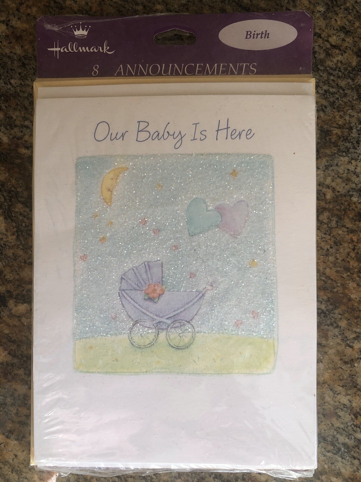 NEW HALLMARK Baby Birth Announcements CARDS Our Baby is Here Envelopes Packof 8 