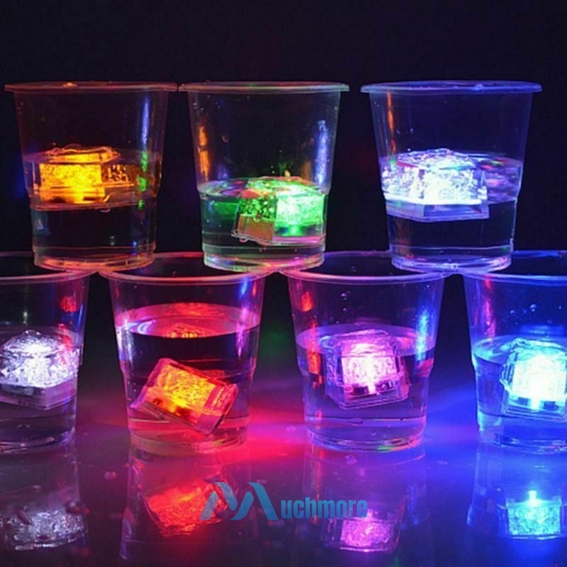 48pcs Glowing LED Ice Cubes Flash Light For Party Bar Drinks Wine Glass Decorate