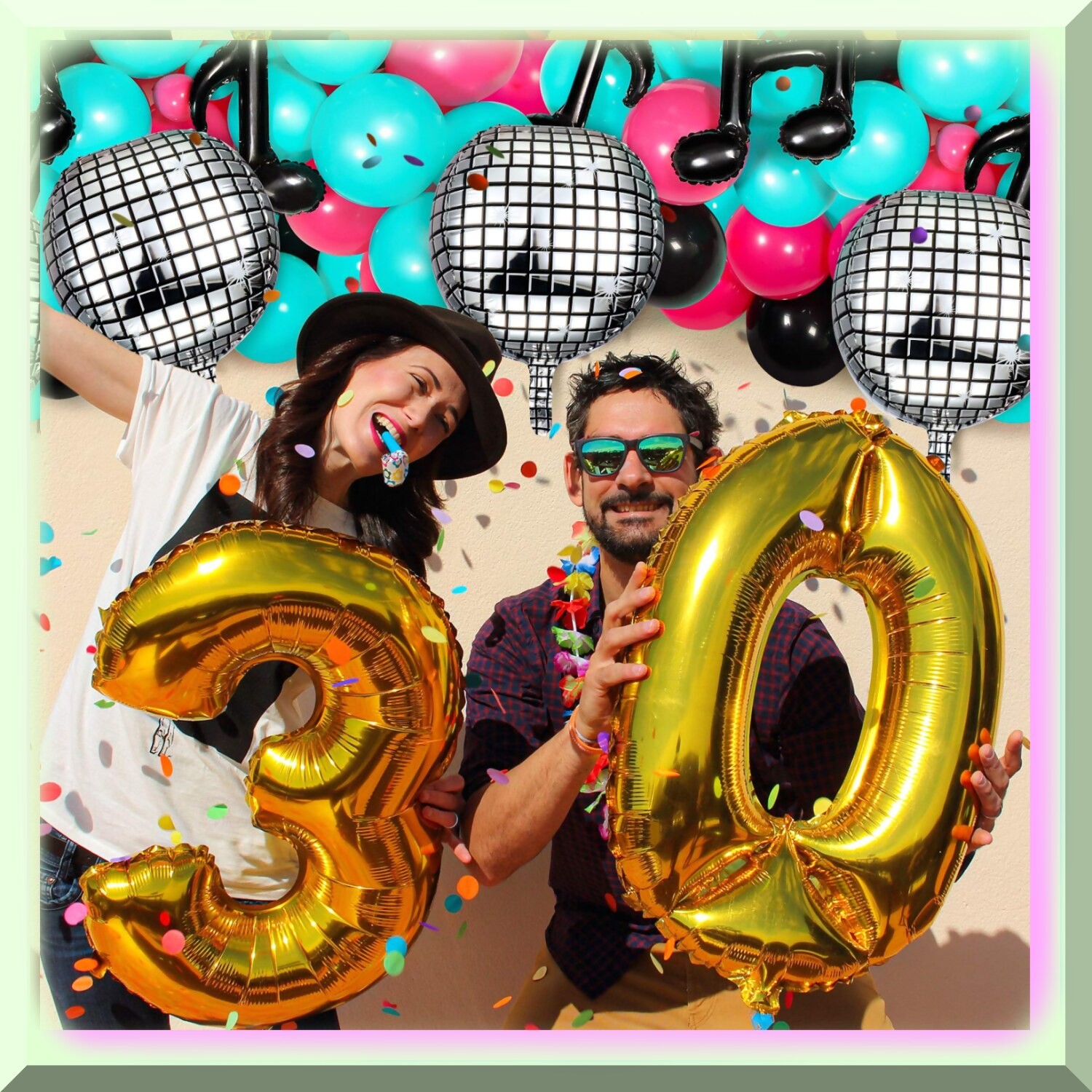 Party Kit with Disco Ball and Colorful Latex Balloons