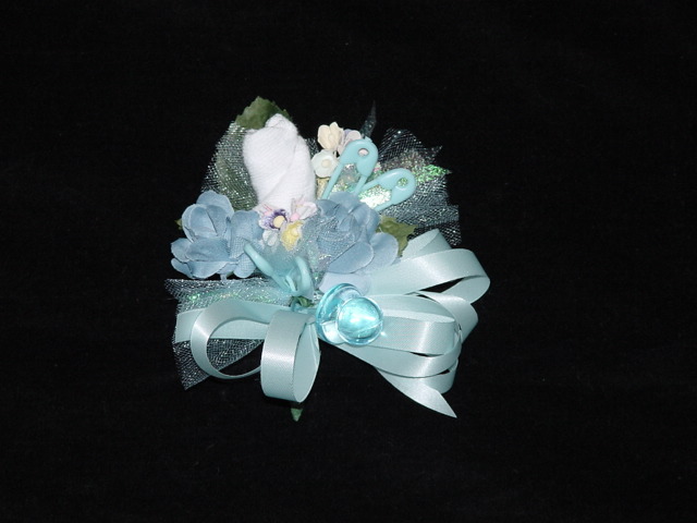 Baby Shower Corsage for Mother, Grandma, Hostess Blue Handmade