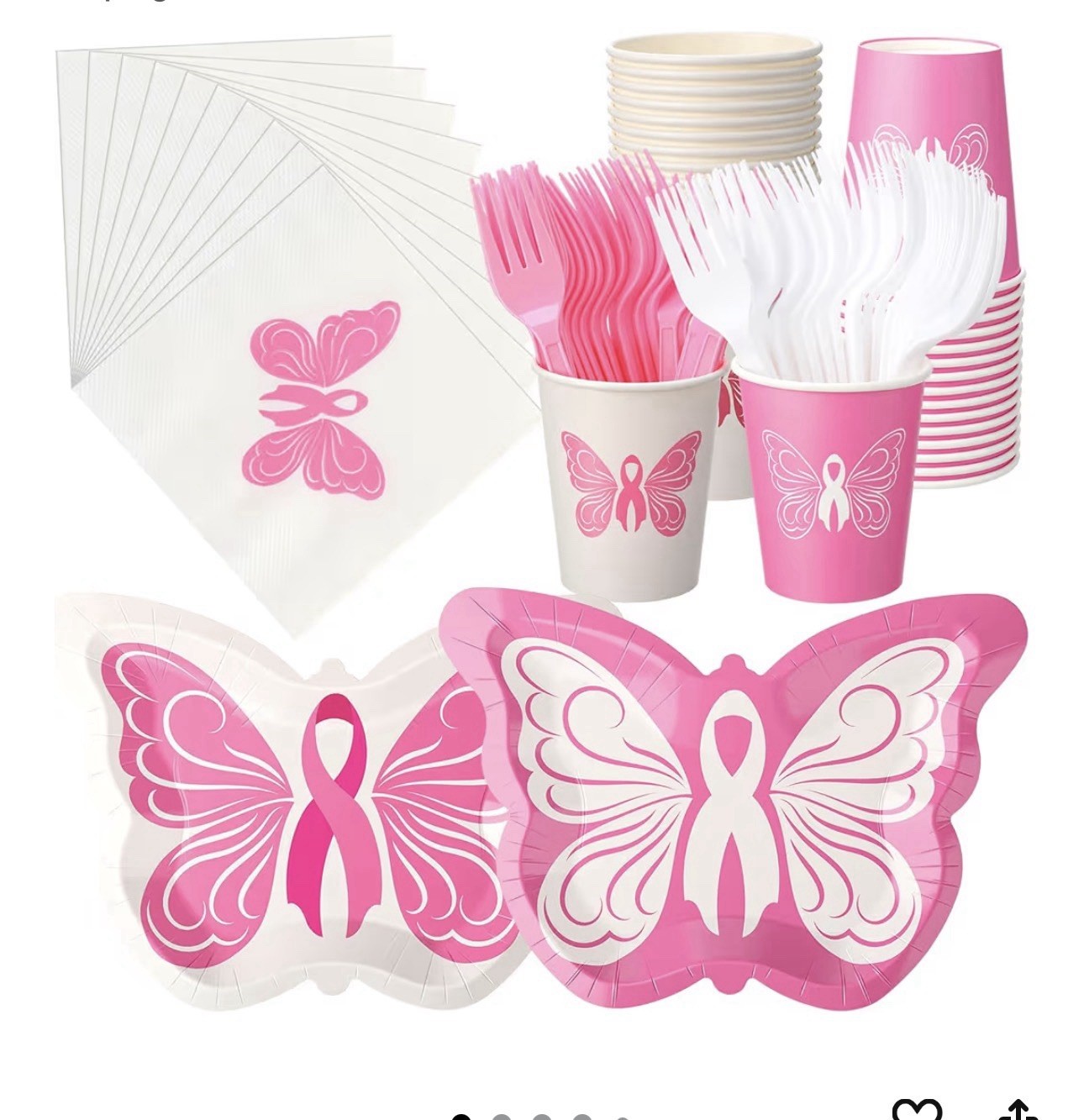 Breast Cancer Tableware Breast Cancer Awareness – Plates, Cups, Forks, Napkins