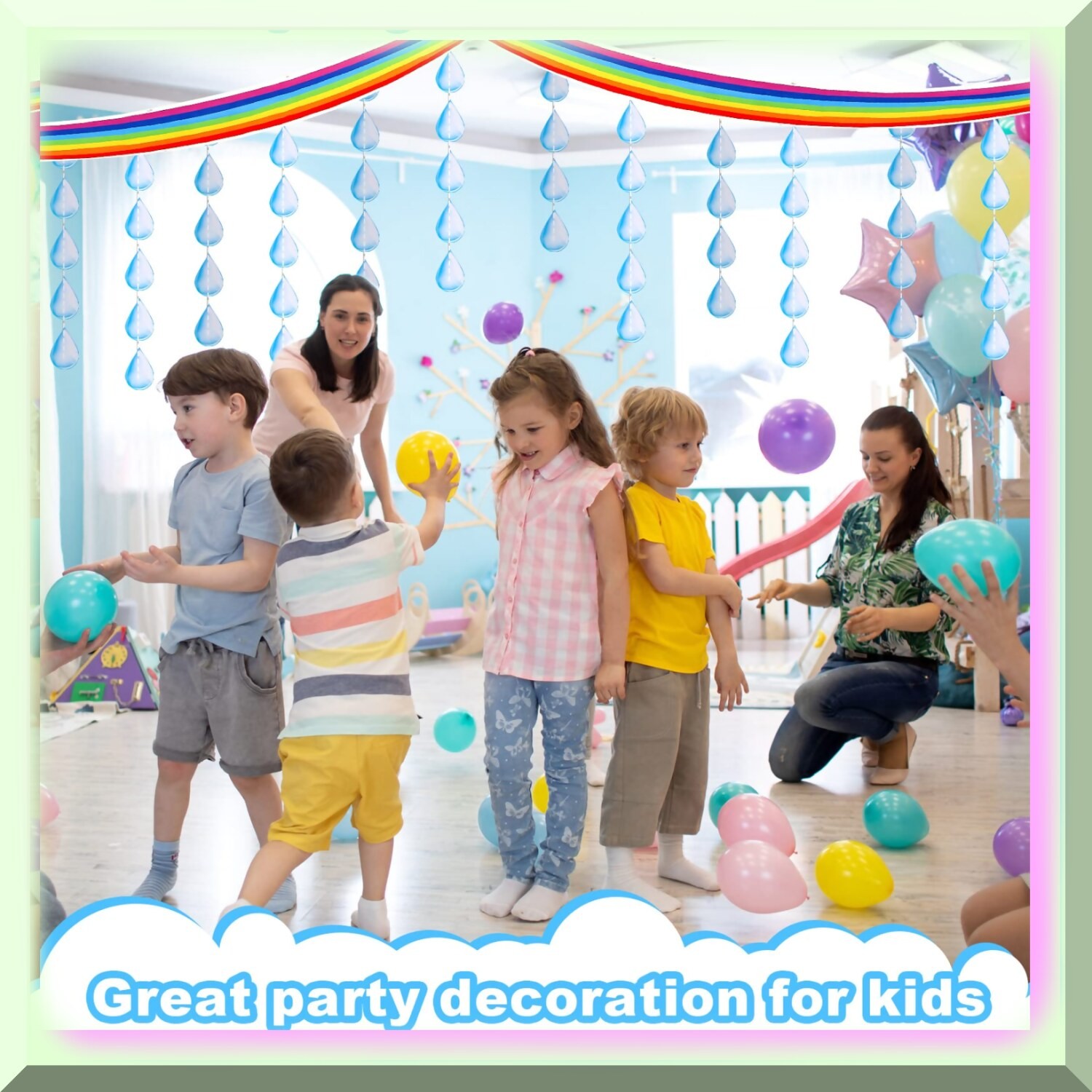 Hanging Cloud Decoration with Raindrop Garland