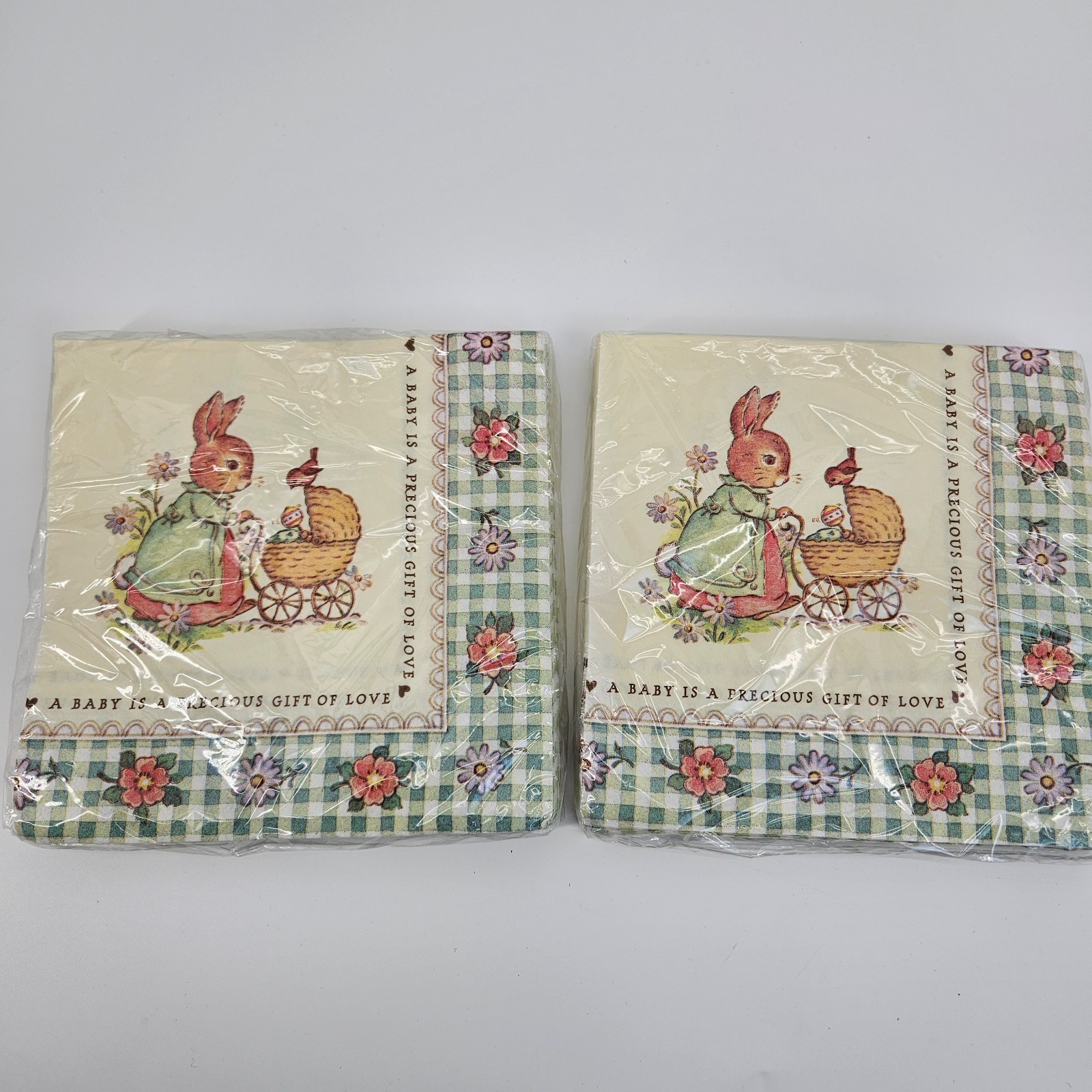 Vintage DesignWare Bunny Baby Shower Supplies Tablecloths Cups Plates Napkins