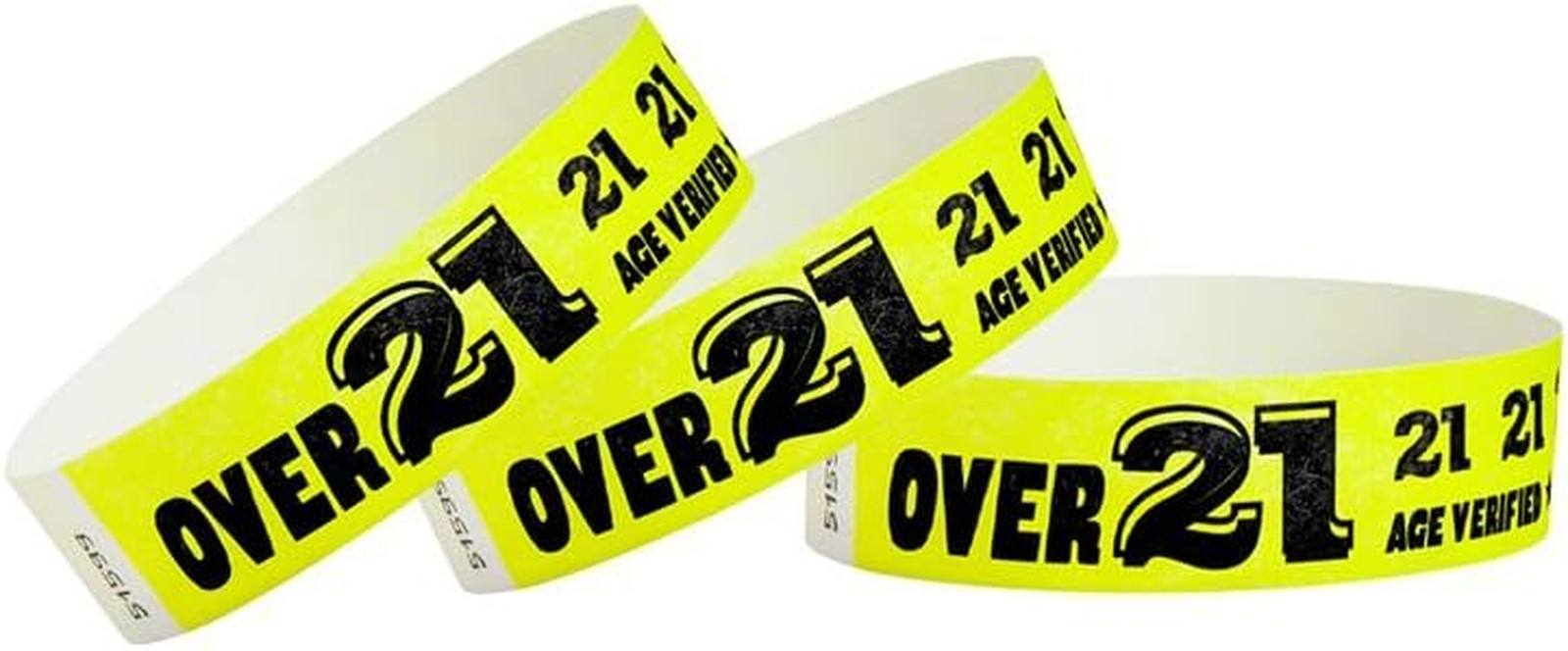 500 over 21 Neon Yellow Tyvek Wristbands for Events – ¾” X 10”