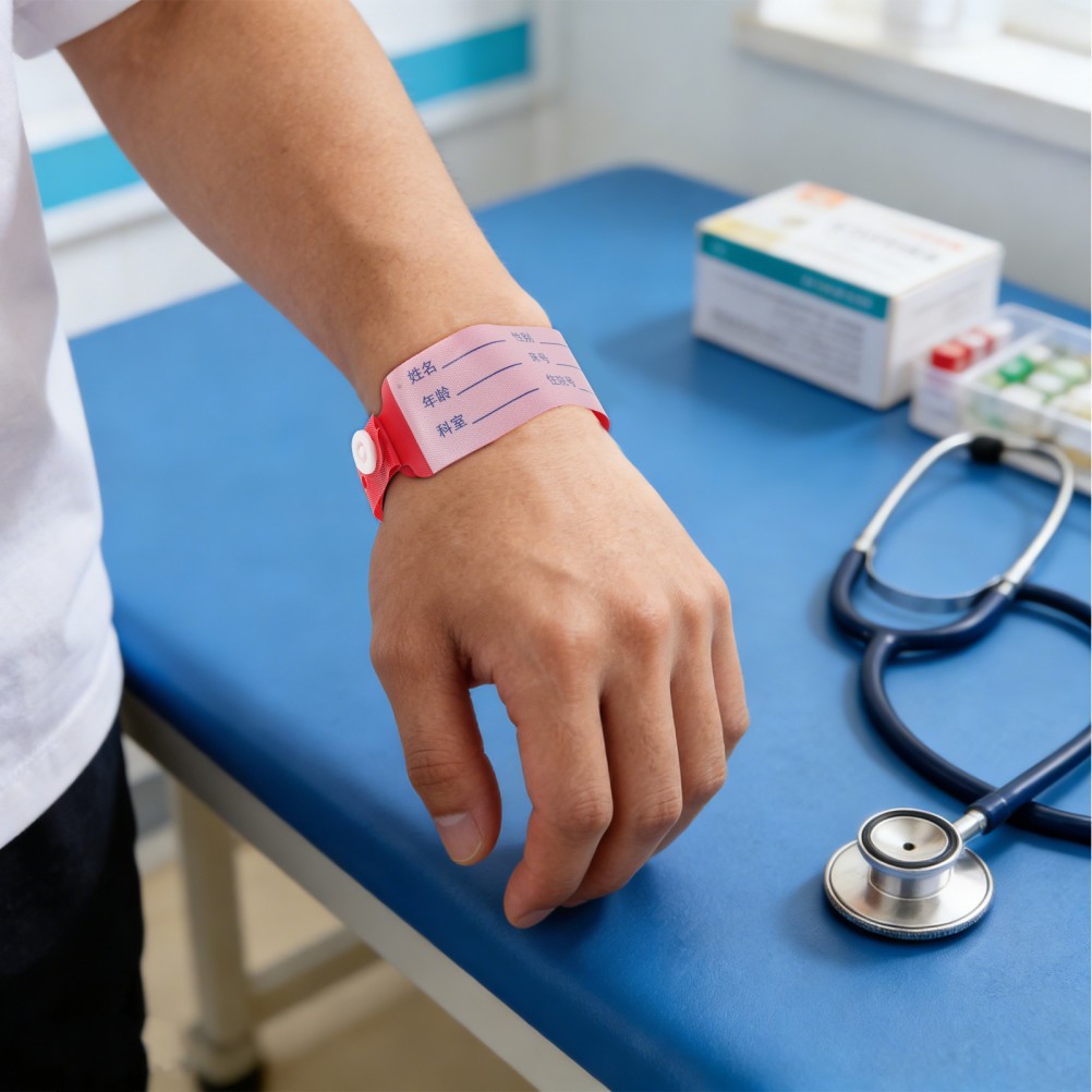 100Pcs Red Event Wristbands Plastic Hospital Patient Identification Bands