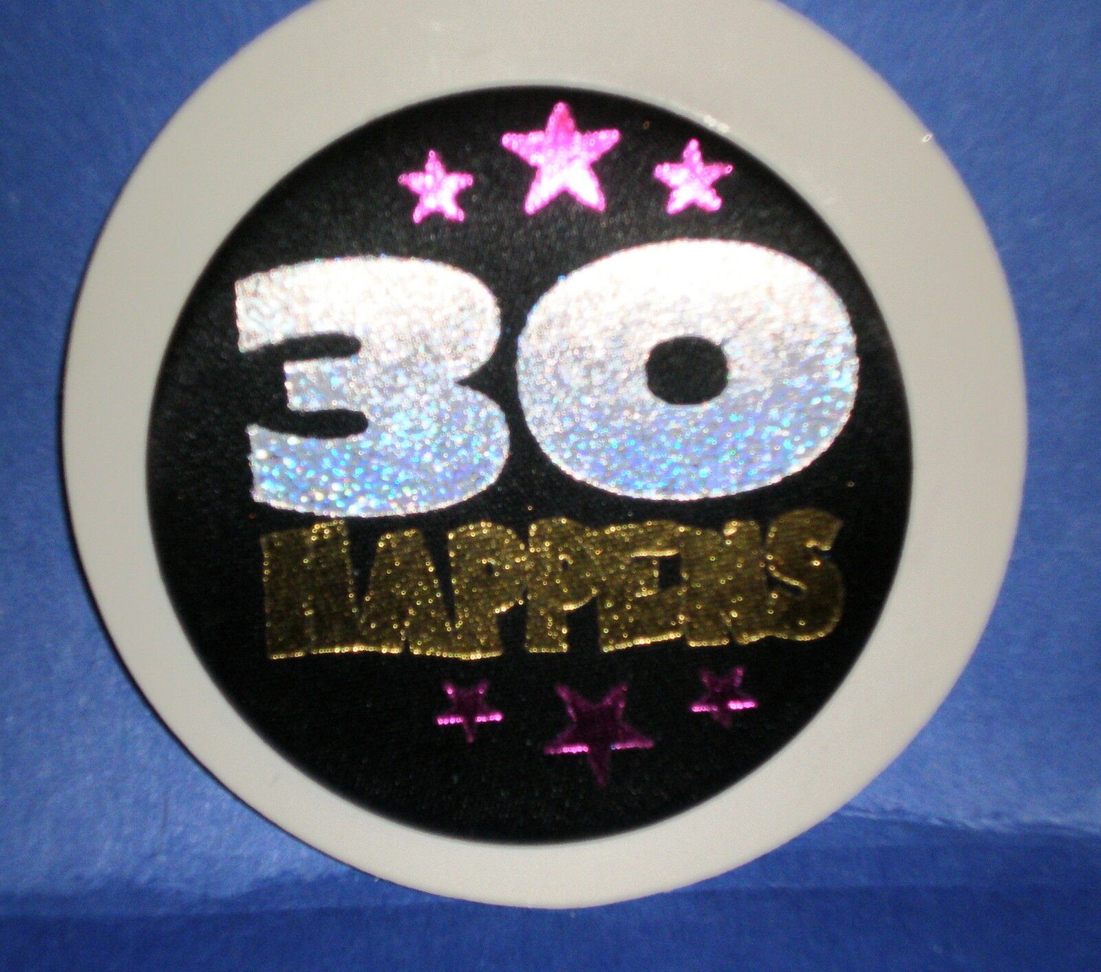 Happy Birthday Silver Black 30 Over Hill Party Favor Pin Fashion Button NEW #DT