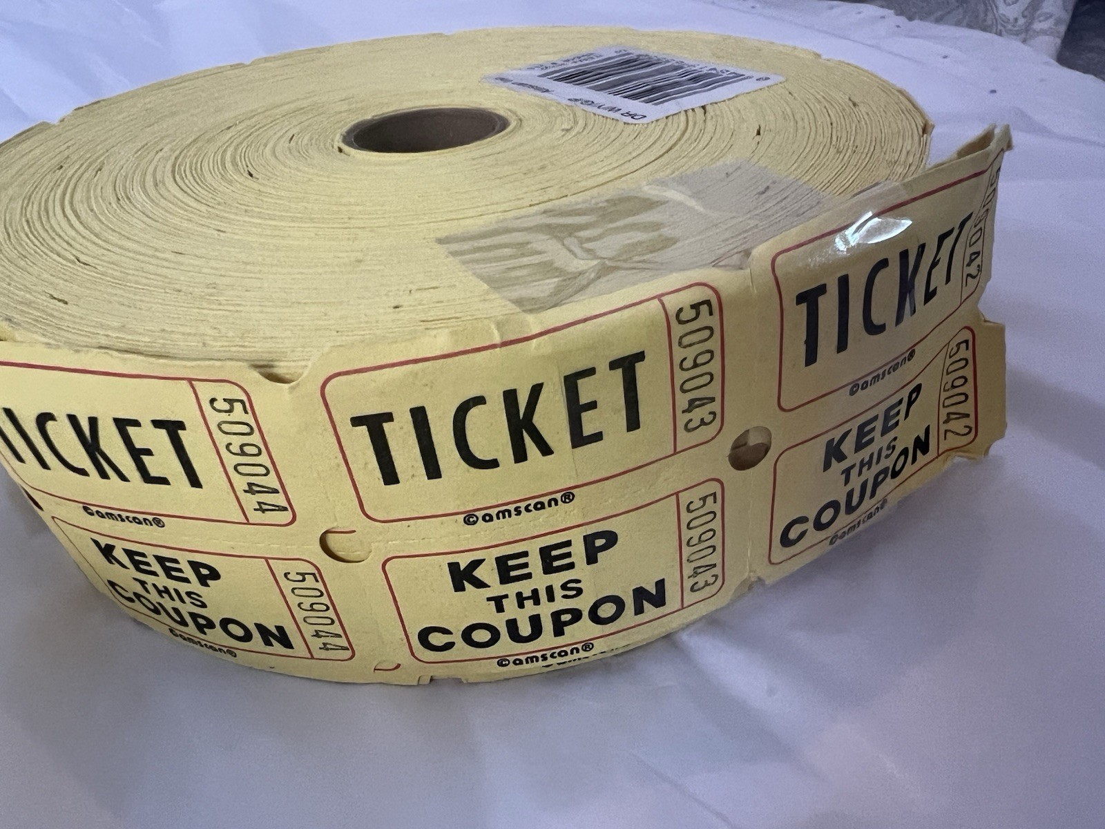 Roll of Tickets, Used for Sale, Yellow, Keep Coupon/Ticket