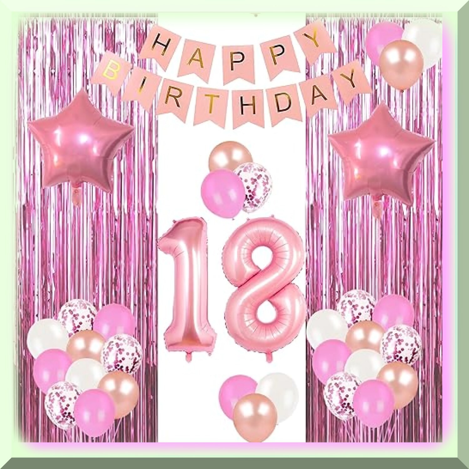 18th Birthday Pink Party Decorations Set