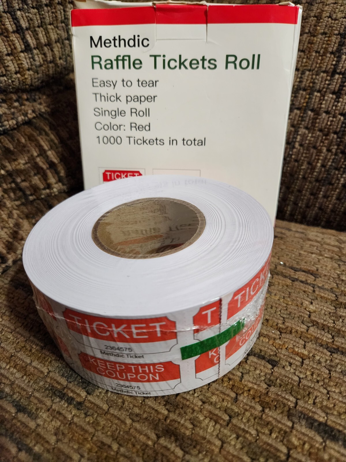 Raffle Tickets Roll Red 1000 tickets 2″×1″
