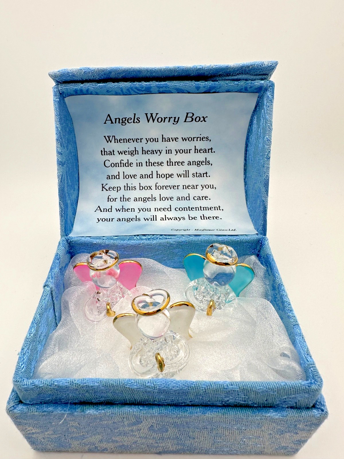 Set 3 Glass Guardian Angels Gift with Verse – Worry Box