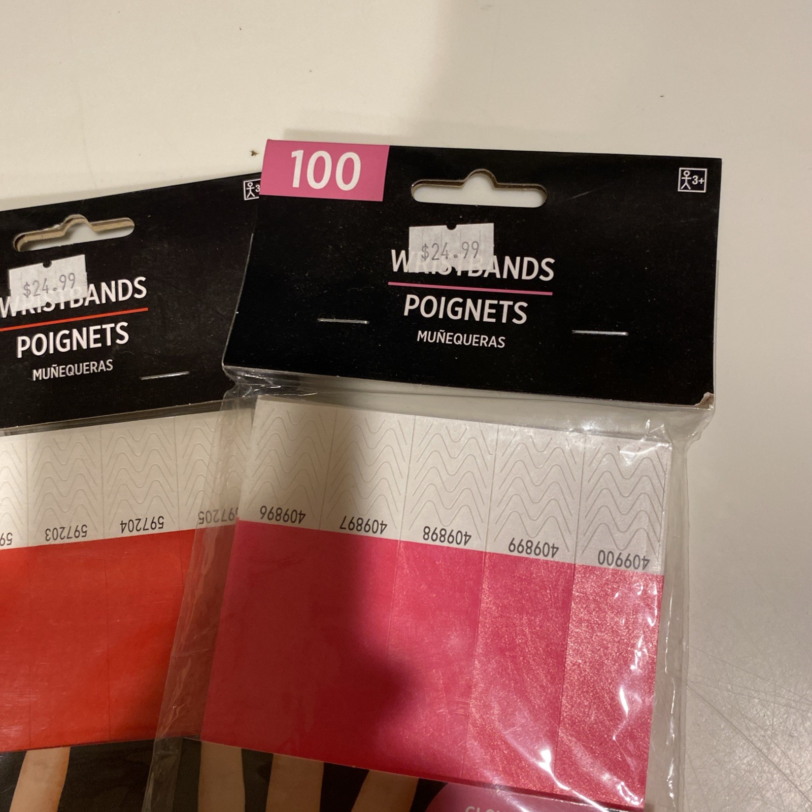 Amscan Tyvek Wristbands 2300 Count Assorted Colors Solid & Chevron Numbered New