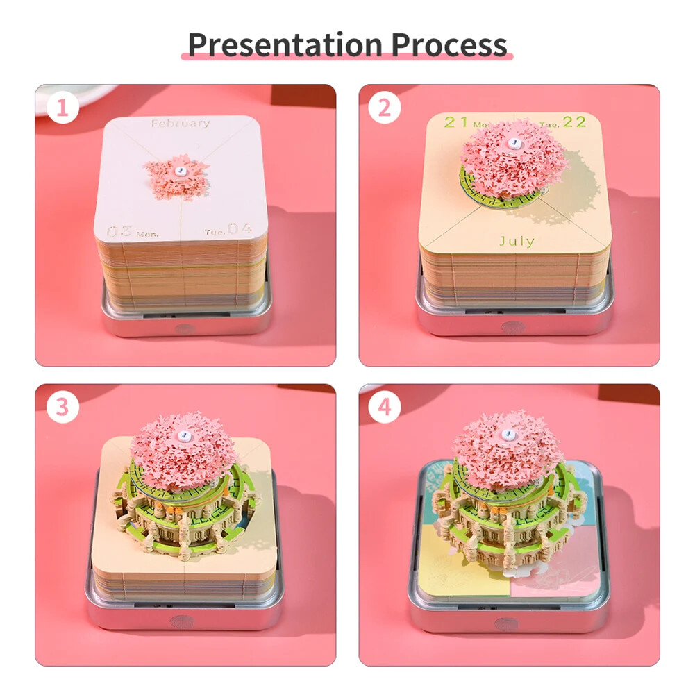 Calendar 2025 3D Memo Pad with light Paper Carving Art 3D Sticky Notes Best gift