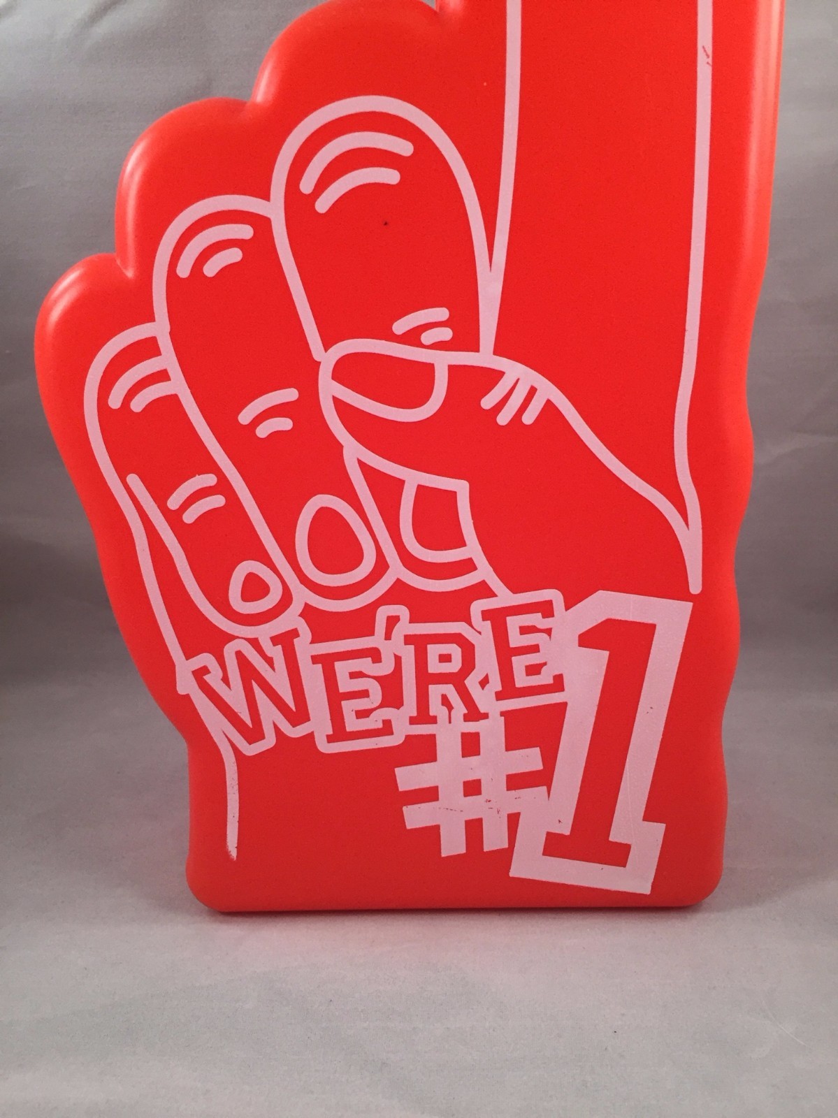 Orange Sports We’re #1 Foam Finger Drinking Bottle Straw Cap Team Party Water