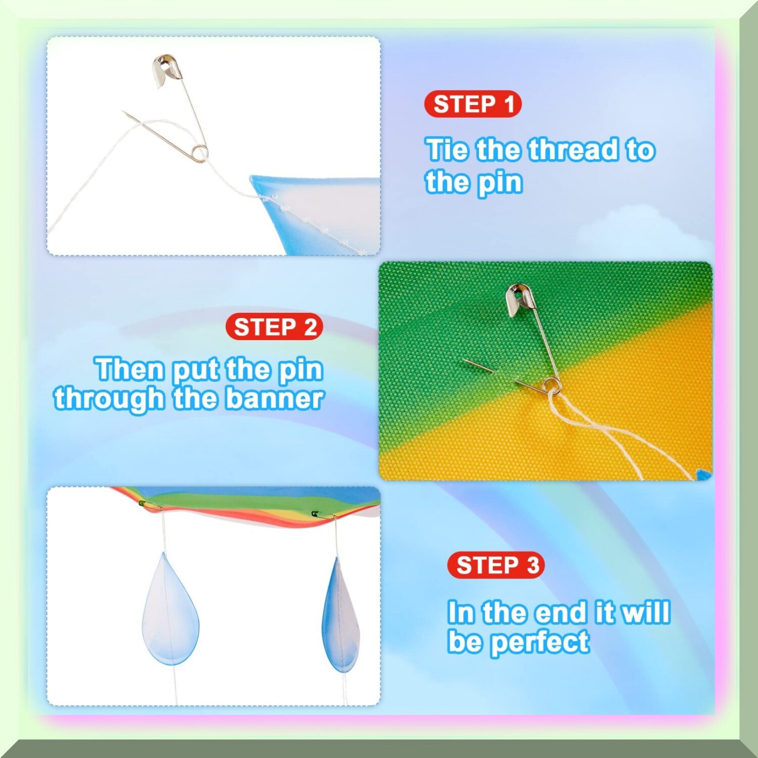 Hanging Cloud Decoration with Raindrop Garland
