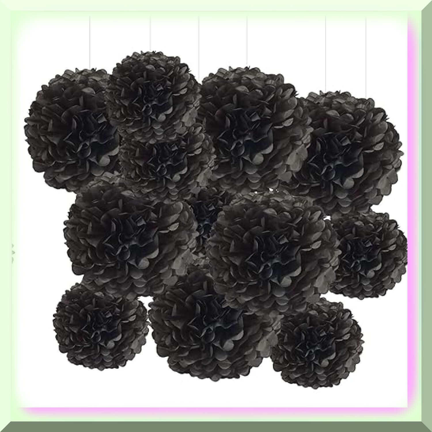 Black Tissue Pompoms for Events and Celebrations