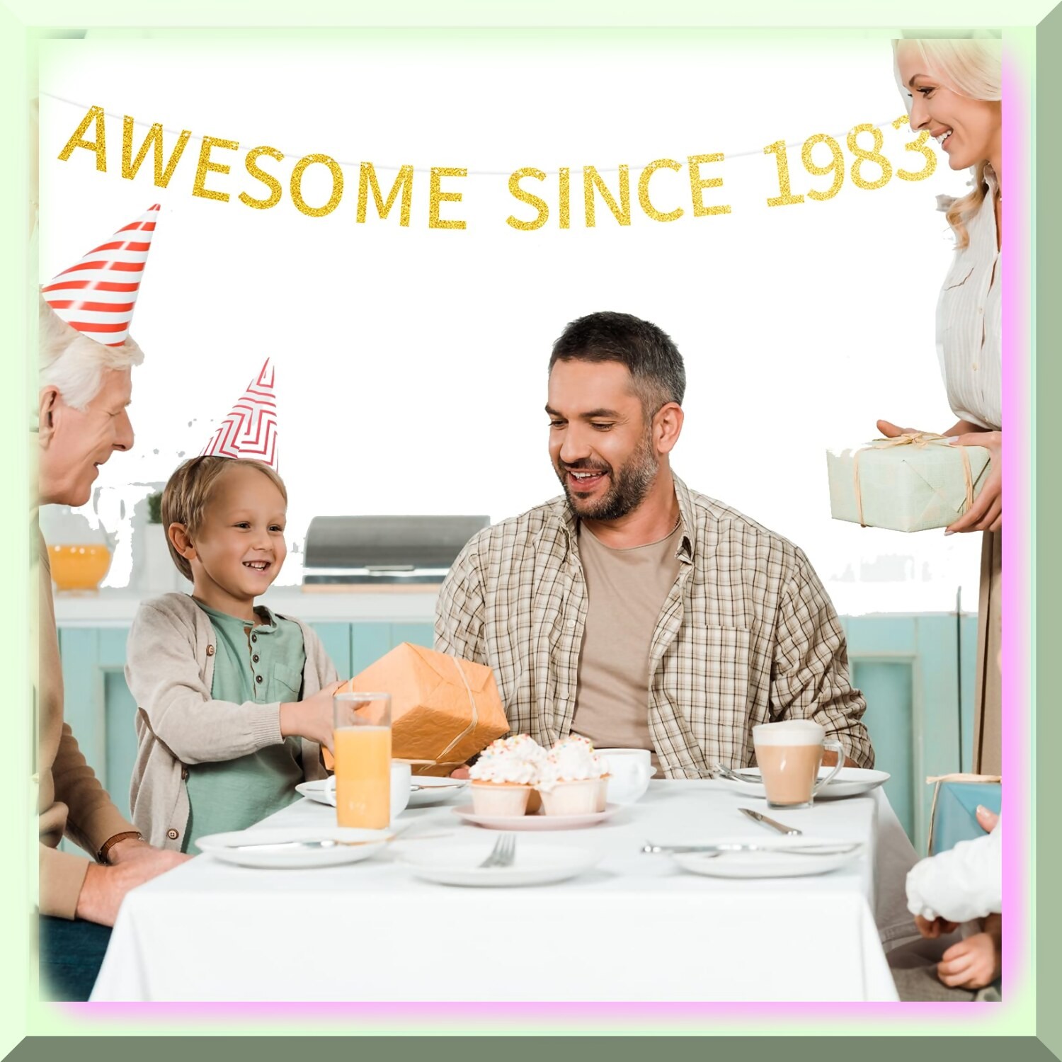 41st Birthday Glitter Banner for Indoor Outdoor Use