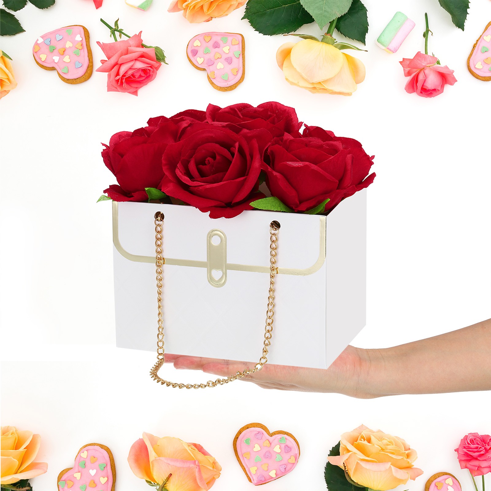 Paper Flower Bags, 5 Pcs Paper Bouquet Flower Bag, White